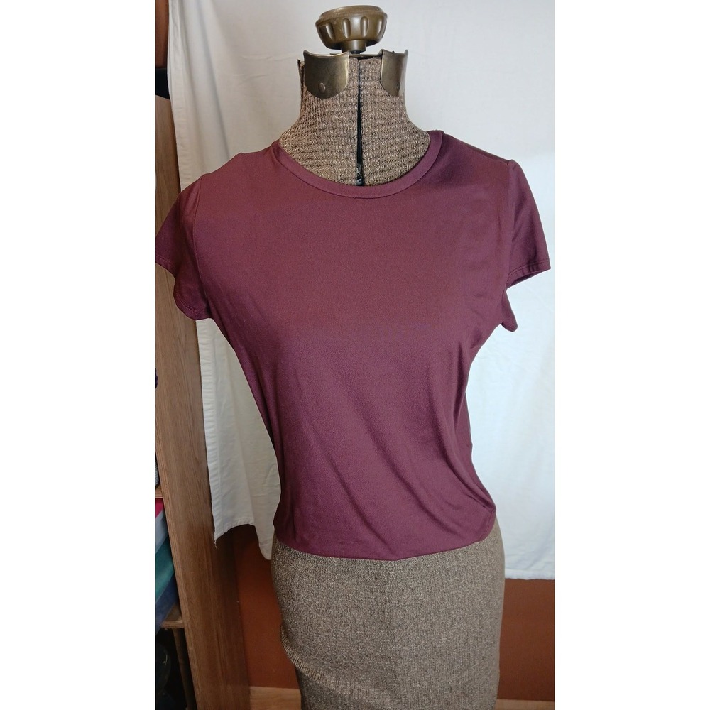 Hollister Womens Burgundy Maroon Short Sleeve Crew Neck Top Size L SKU 285